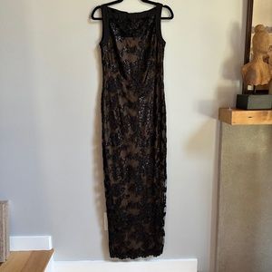 Tadashi Shoji Black & Nude Sequin & Lace Dress